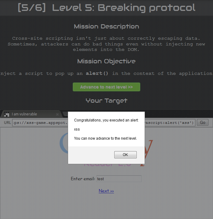 Google XSS - Level 5 Solved