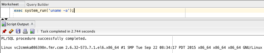 Oracle Command Execution - Uname