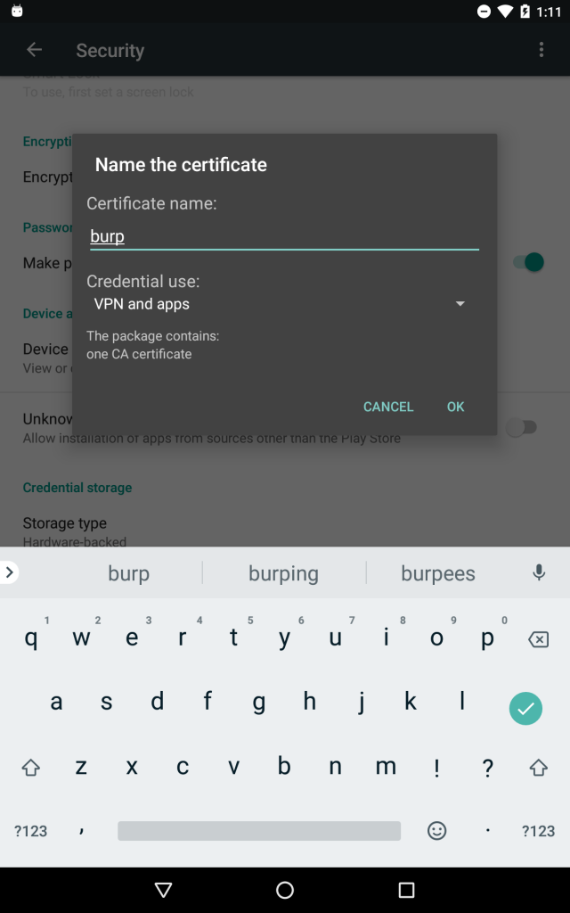Android Apps Through Burp - Certificate install