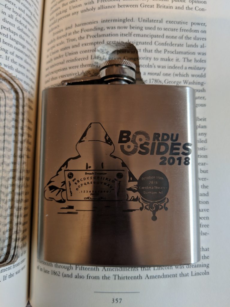 Best Hacker Conference - BSidesRDU 2018 - Etched flask