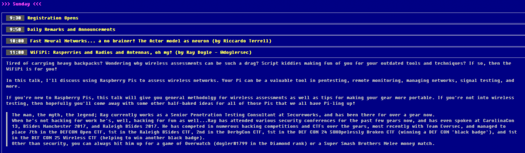 CarolinaCon 14 - Schedule