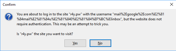 Homoglyph Phishing - Firefox Warning