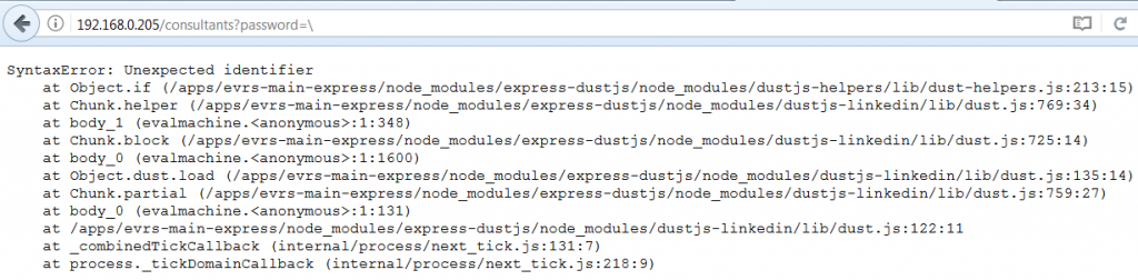 Nodejs Code Injection - Backslash Error