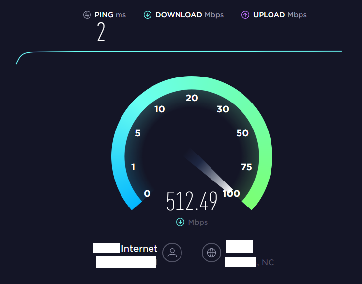 pfSense Speed Test - 500mb download