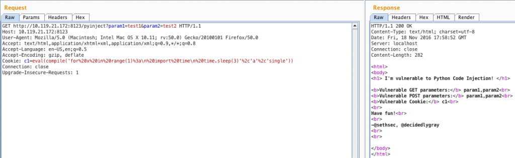 Python Code Injection - Burp Sleep