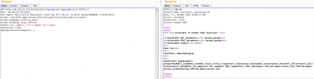 Python Code Injection - ID Cookie