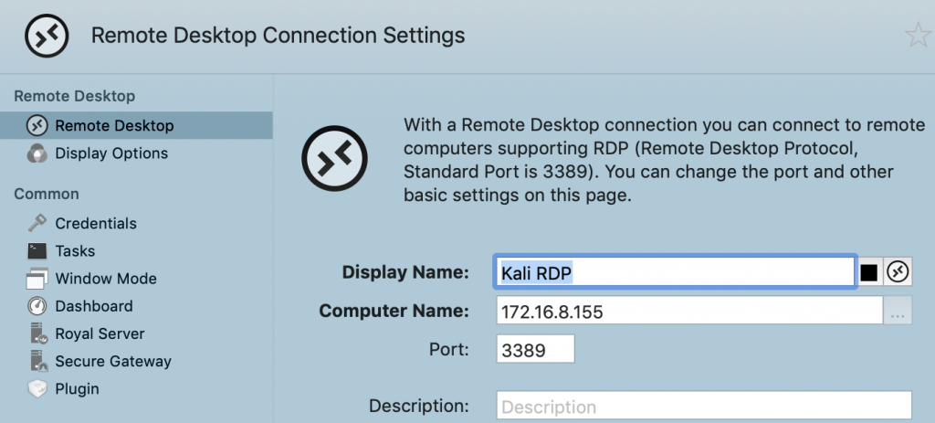 RDP Tunnel - Via Kali