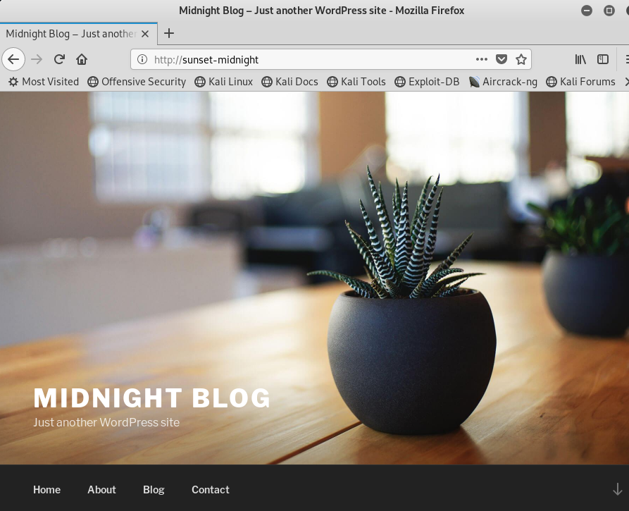 VulnHub Sunset Midnight Walkthrough - WordPress home page