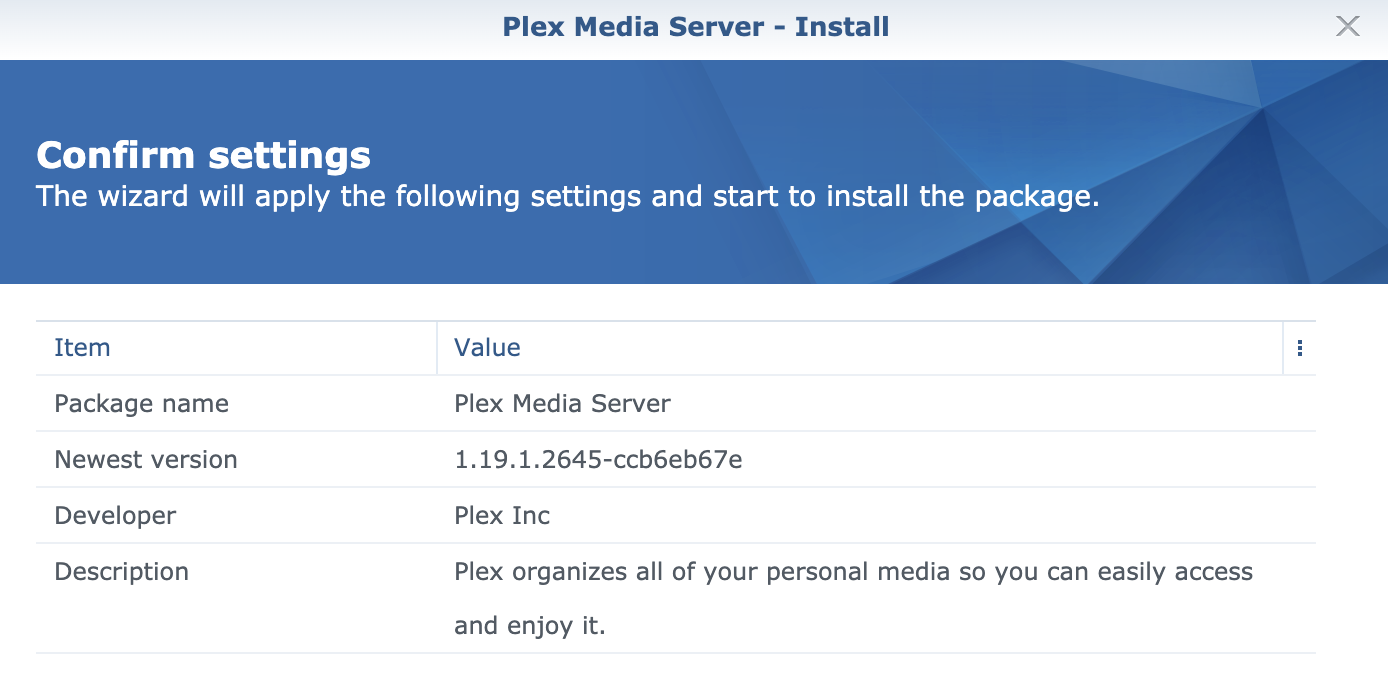 plex media server synology download