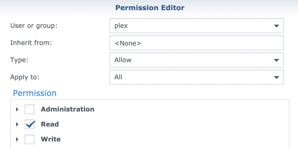 Synology Plex Media Server - Plex permissions