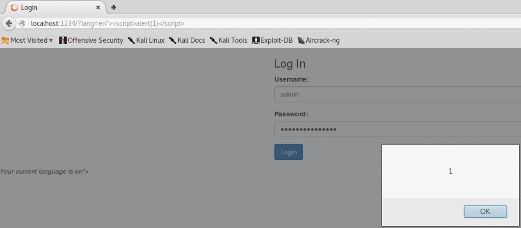 XSS Password Stealing - Alert 1