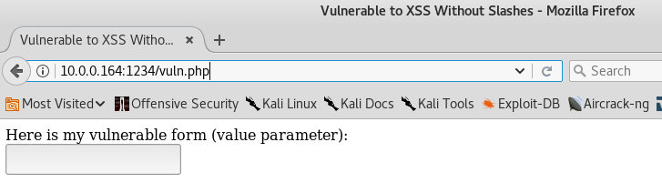 XSS Without Slashes - Vulnerable Application